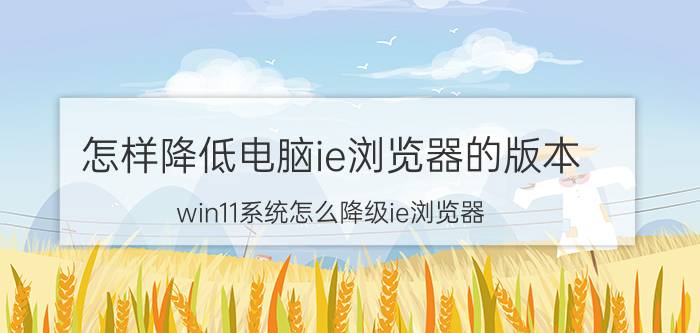 怎样降低电脑ie浏览器的版本 win11系统怎么降级ie浏览器？